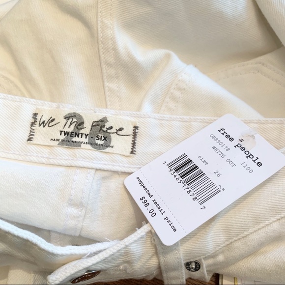 Free People High Rise Straight Flare White Jeans - Picture 6 of 6